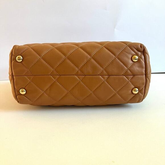 MICHAEL KORS Quilted Leather Tote, Acorn Brown with Gold Accents - Picture 5 of 10